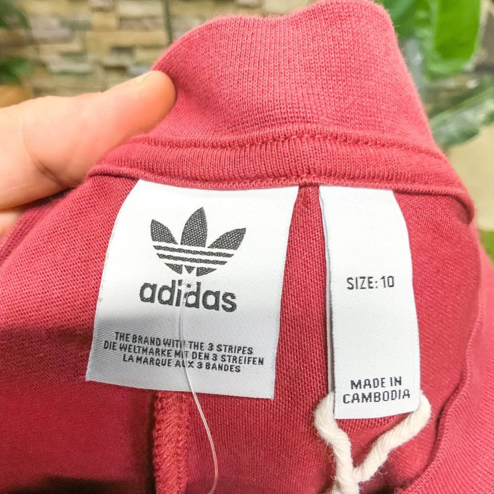 ADIDAS Originals Contrast Panel Oversized 'Boxy' Cropped Logo Print Tee - Size S - Picture 6 of 6
